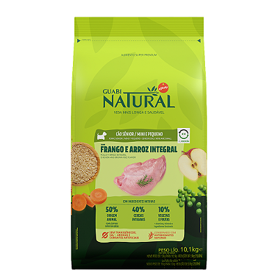 RAÇÃO GUABI NATURAL 10,1KG CÃES SENIOR  MINI/PEQUENO PORTE FRANGO E ARROZ