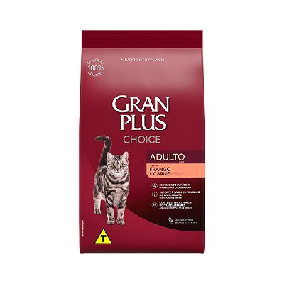 Ração GranPlus 10,1kg Gatos Adultos Choice Frango e Carne