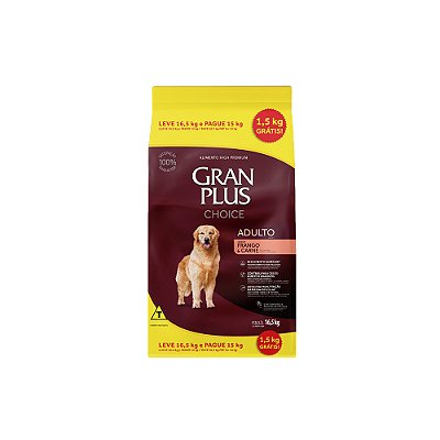 RAÇÃO GRANPLUS 16,5KG CHOICE PROM CÃES ADULTOS MÉDIO E GRANDE FRANGO/CARNE