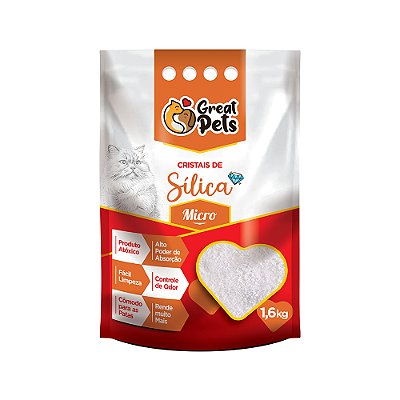 Areia Higiênica Great Pets Sílica Cristal Fina Para Gatos 1,6kg