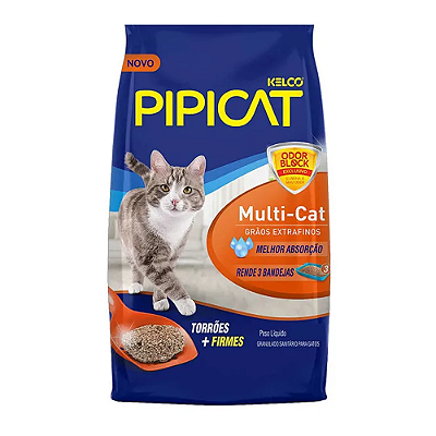 Areia Higiênica Pipicat Multicat Para Gatos 4kg