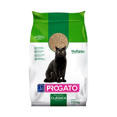 Areia Higiênica Progato Clássica Multigrãos Para Gatos 10kg