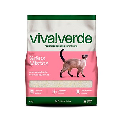 Areia Higiênica Petfive Viva Verde Vida Descomplicada Grãos Mistos Para Gatos 4kg