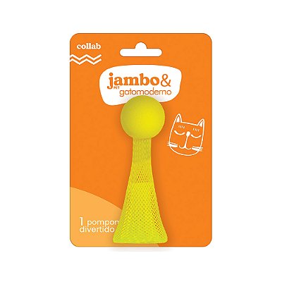 BRINQUEDO GATO MODERNO POMPOM AMARELO