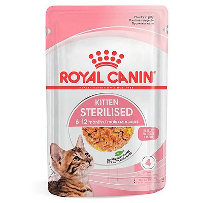 Ração Úmida Royal Canin Feline Health Nutrition Kitten Sterilised Pedaços em Gelatina para Gatos Filhotes Castrados 85g