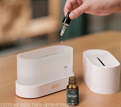 Umidificador de Ar Aromaterapia Efeito Chama (Branco)