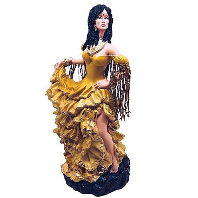 Imagem de cigana amarela em resina - Camasi 26cm