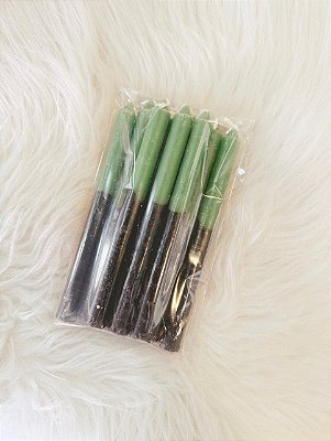 Vela palito preta e verde - pacote com 9 un