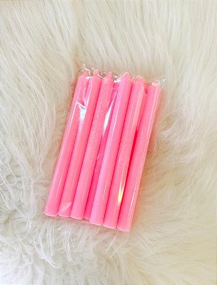 Vela palito Rosa - pacote com 9 un