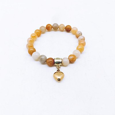 Pulseira de Jaspe amarelo com coração