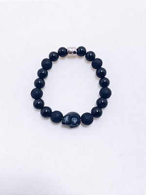 Pulseira de Pedra Ônix e Vulcânica