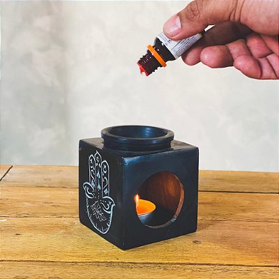 Rechaud difusor de pedra sabão - Preto