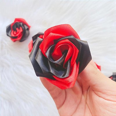 Rosa para cabelo pomba gira - vermelho e preto