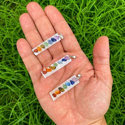 Pingente de selenita branca 7 Chakras