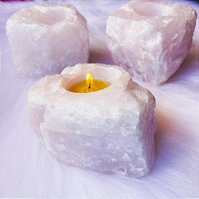 Porta vela Quartzo Rosa