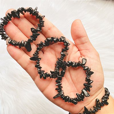 Pulseira cascalho de Obsidiana - proteção e consciência de si