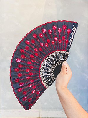 Leque - Preto e Vermelho