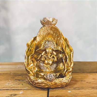 incensário Cascata Ganesha dourado