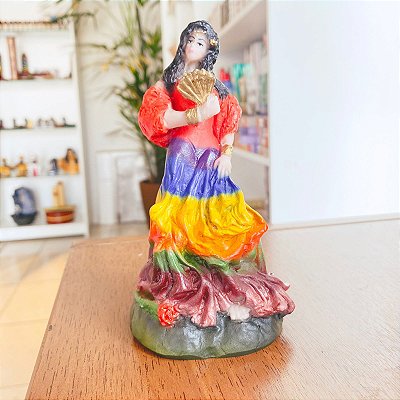 Imagem de cigana colorida em resina - 15cm