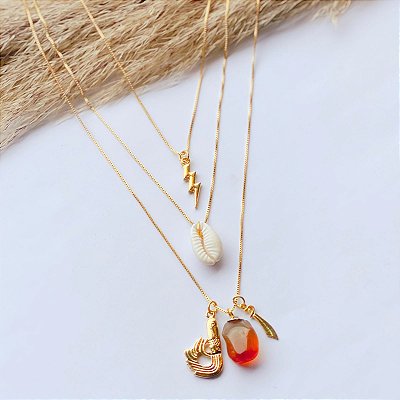 Conjunto de 3 correntes de iansã - Banhada a ouro 18k
