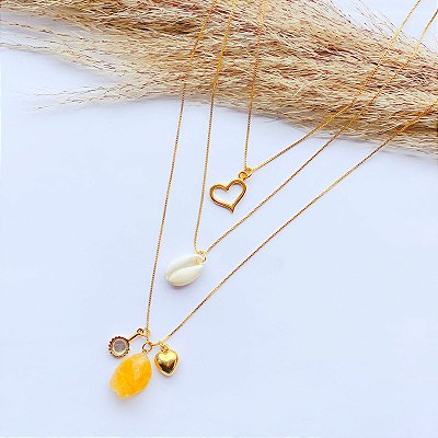 Conjunto de 3 correntes de Oxum - Banhada a ouro 18k