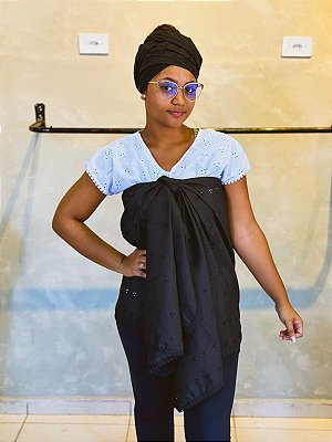 Conjunto Pano de cabeça e Costa Lesie preto