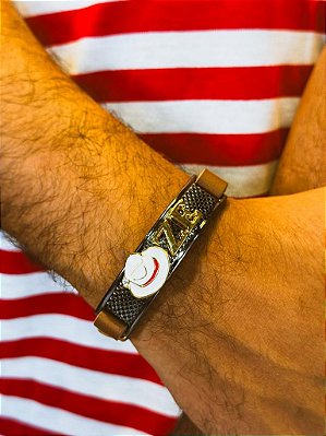 Pulseira Zé Pilintra de couro e banhado