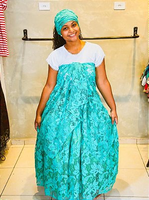Conjunto Baiana de renda 3 peças  - Verde