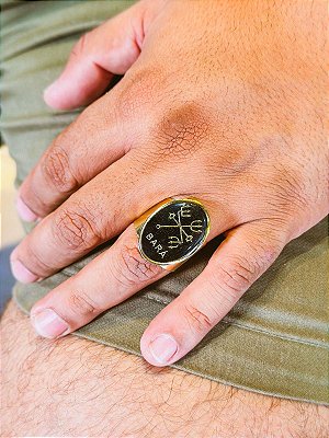 Anel Exu Bará  - oval dourado