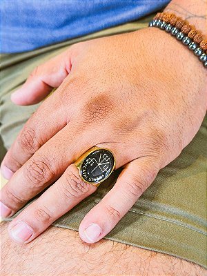 Anel Exu 7 catacumbas - oval dourado