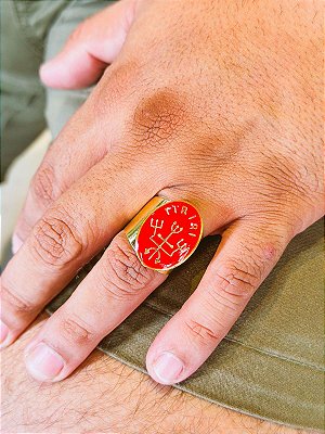 Anel Exu tiriti - oval vermelho