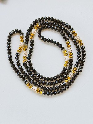 Guia de Cristal Preta com dourado