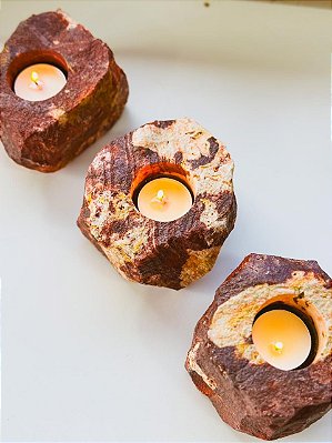 Porta vela Jaspe Mokaita -  Jovialidade e força