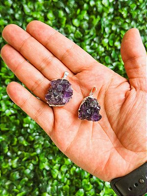 Pingente drusa de ametista prata - Intuição e Transmutação