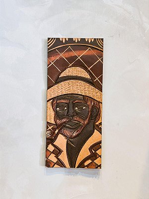 Quadro em madeira de Preto Velho - 35cm