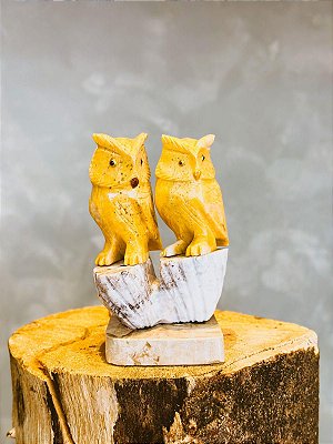 Imagem dupla de Coruja 20cm - Calcita Amarela