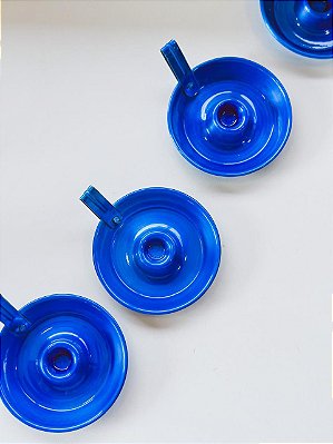 Castiçal de alumínio azul para vela palito