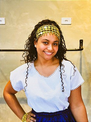 Tiara de moedas dourada para Ciganas