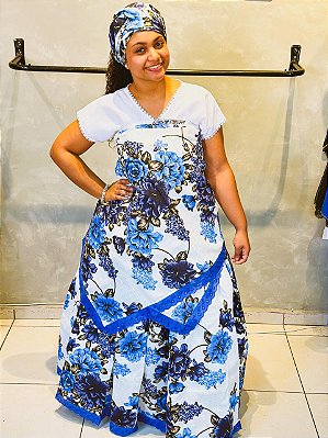 Conjunto Baiana 3 peças - Azul escuro