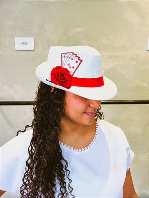 Chapéu Maria Navalha / malandras com baralho e rosas