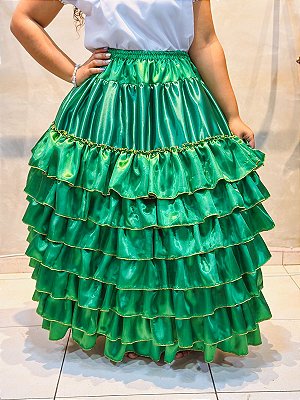Saia 7 babados verde