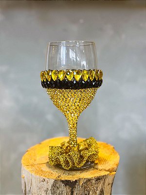 Taça luxo dourado com preto