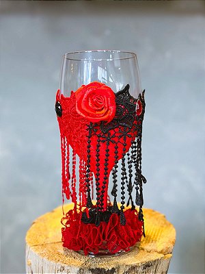 Taça luxo vermelho e preto