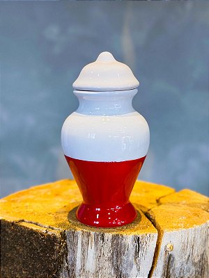 Quartinha de louça Vermelha e branca 18cm s/ asa