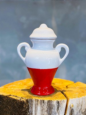 Quartinha de louça Vermelha e branca 18cm c/ asa
