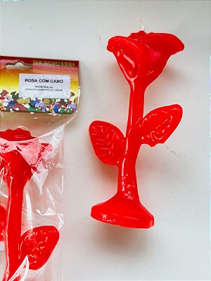 Vela de magia - Rosa com cabo vermelha