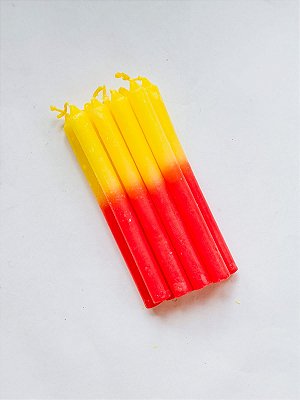 Vela palito vermelho e amarelo - pacote com 9 un