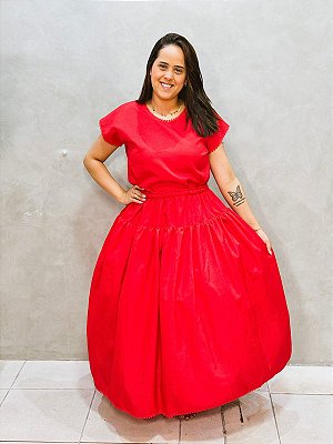 Conjunto Feminino Oxford - Vermelho