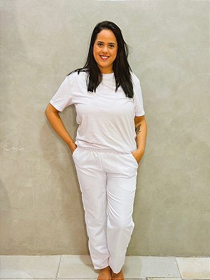 Conjunto de terreiro camiseta e calça branca