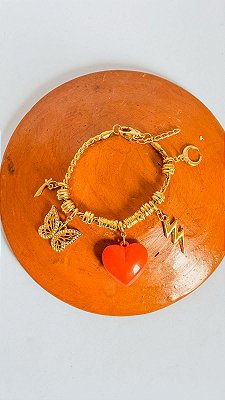 Pulseira Berloques coração laranja de Iansã